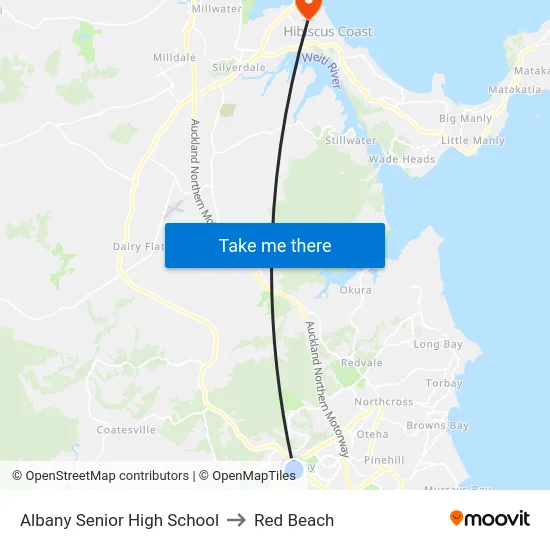 Albany Senior High School to Red Beach map