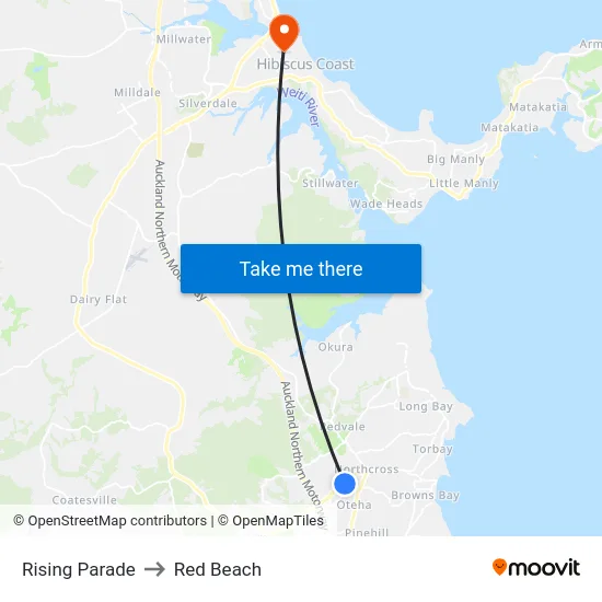 Rising Parade to Red Beach map