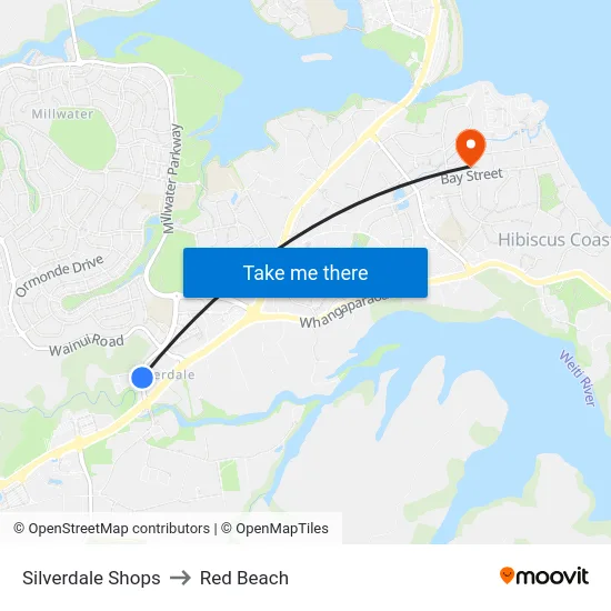Silverdale Shops to Red Beach map