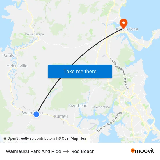 Waimauku Park And Ride to Red Beach map
