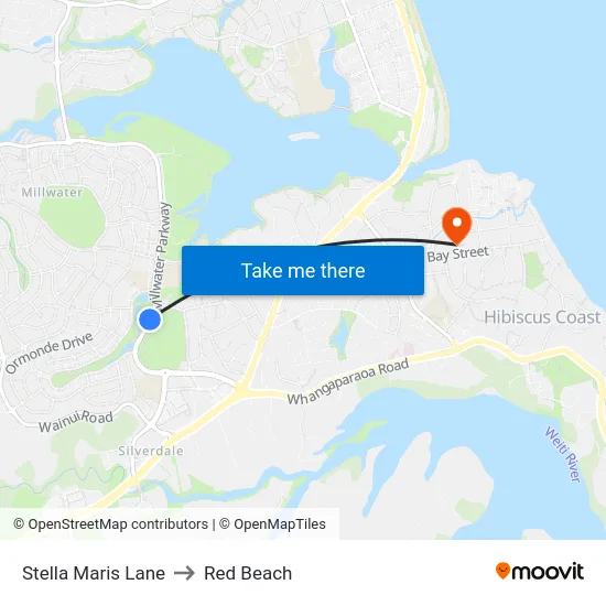 Stella Maris Lane to Red Beach map