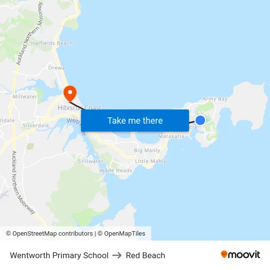 Wentworth Primary School to Red Beach map