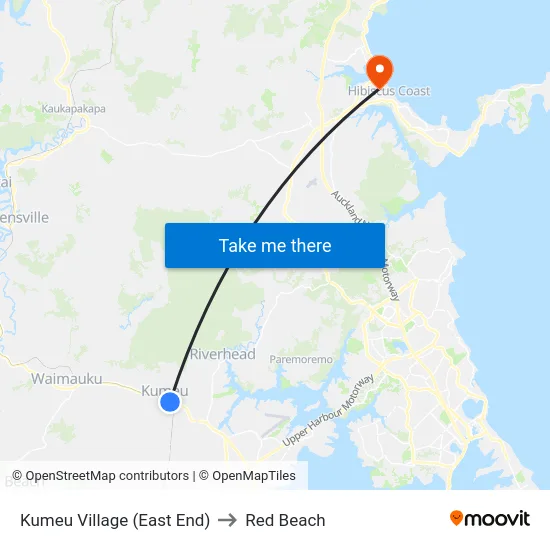 Kumeu Village (East End) to Red Beach map