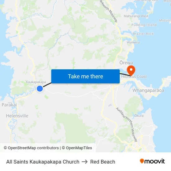 All Saints Kaukapakapa Church to Red Beach map