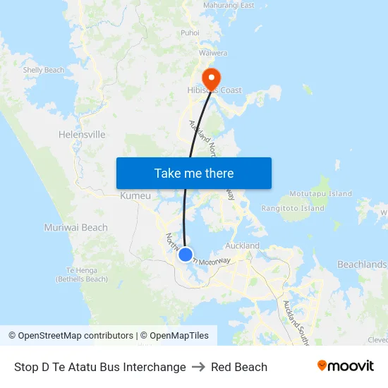 Stop D Te Atatu Bus Interchange to Red Beach map