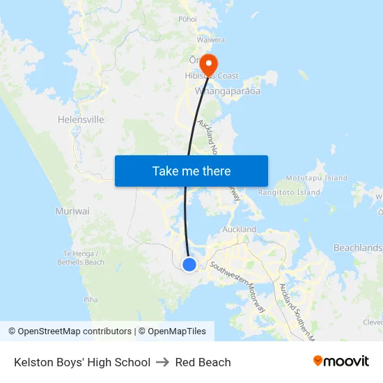 Kelston Boys' High School to Red Beach map