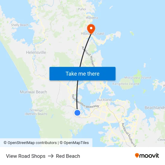 View Road Shops to Red Beach map