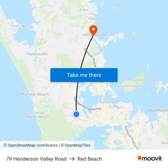 79 Henderson Valley Road to Red Beach map