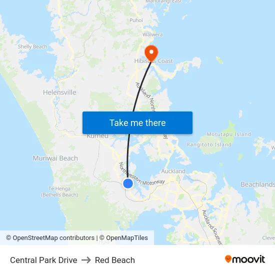 Central Park Drive to Red Beach map