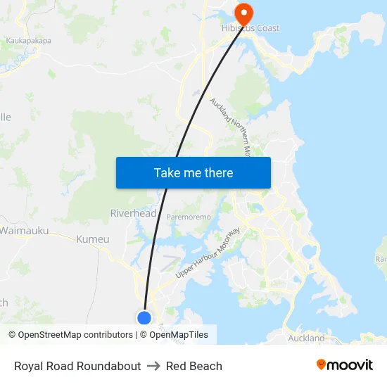 Royal Road Roundabout to Red Beach map