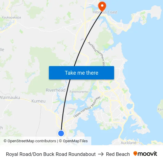 Royal Road/Don Buck Road Roundabout to Red Beach map