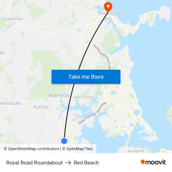 Royal Road Roundabout to Red Beach map