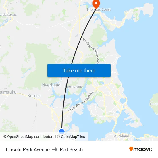 Lincoln Park Avenue to Red Beach map