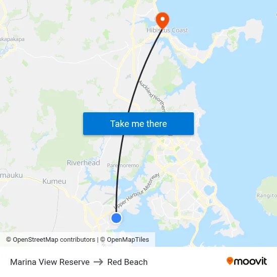 Marina View Reserve to Red Beach map
