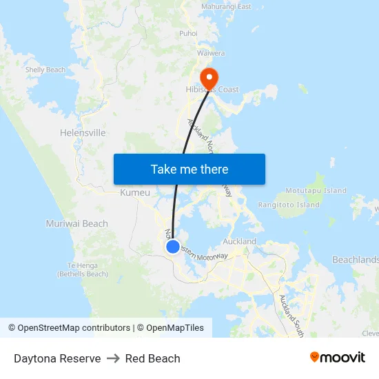 Daytona Reserve to Red Beach map