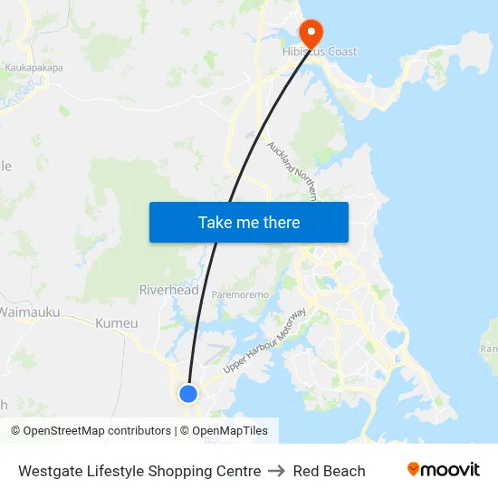 Westgate Lifestyle Shopping Centre to Red Beach map