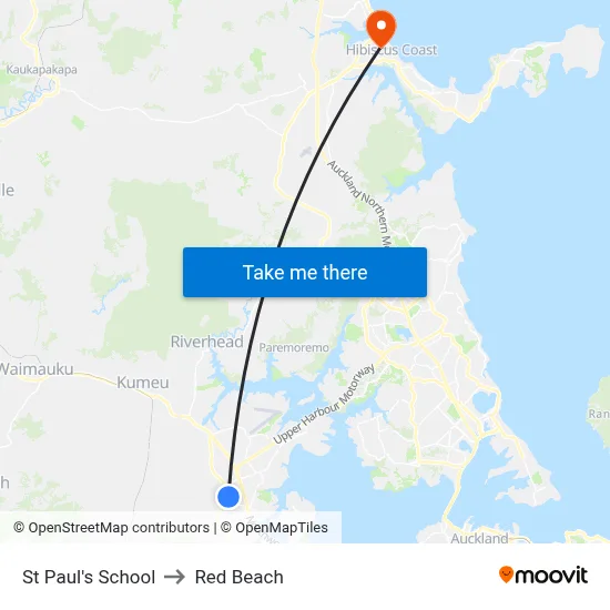 St Paul's School to Red Beach map