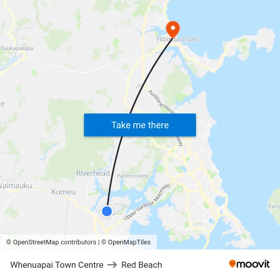 Whenuapai Town Centre to Red Beach map