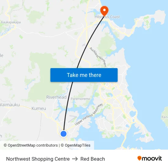 Northwest Shopping Centre to Red Beach map