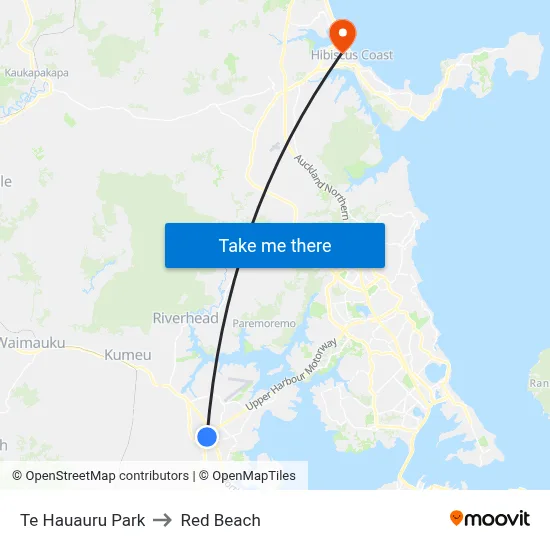 Te Hauauru Park to Red Beach map