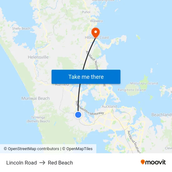 Lincoln Road to Red Beach map