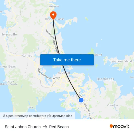 Saint Johns Church to Red Beach map