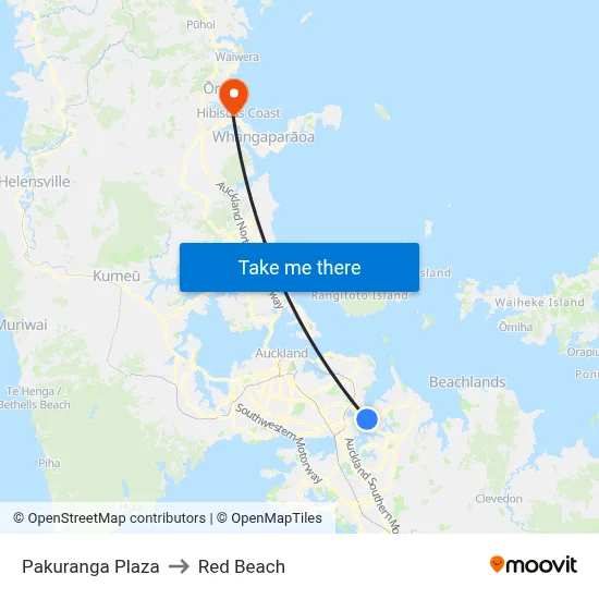 Pakuranga Plaza to Red Beach map