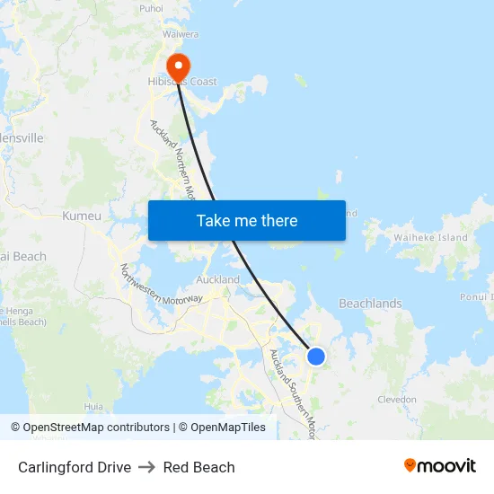 Carlingford Drive to Red Beach map