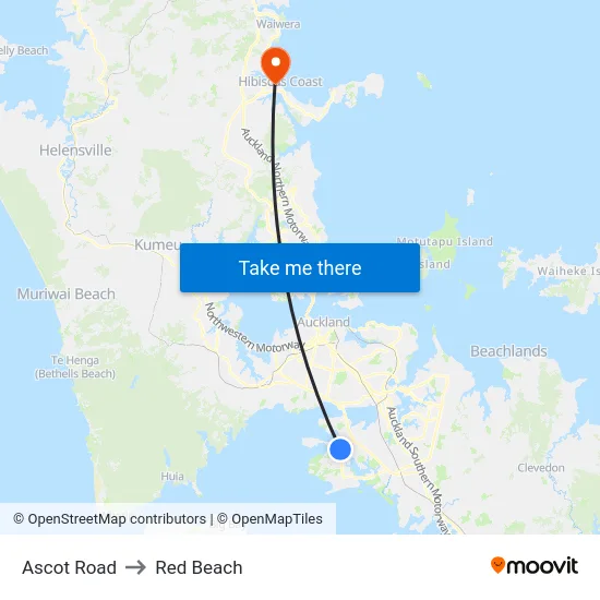 Ascot Road to Red Beach map
