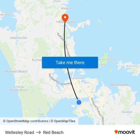 Wellesley Road to Red Beach map