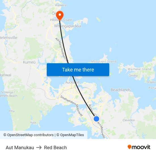 Aut Manukau to Red Beach map