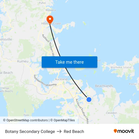 Botany Secondary College to Red Beach map