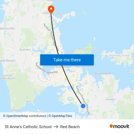 St Anne's Catholic School to Red Beach map