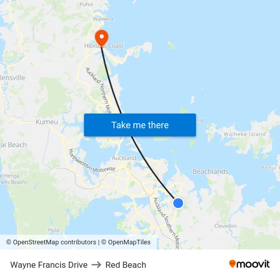 Wayne Francis Drive to Red Beach map