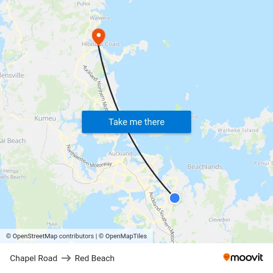 Chapel Road to Red Beach map