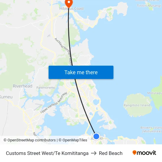 Customs Street West/Te Komititanga to Red Beach map
