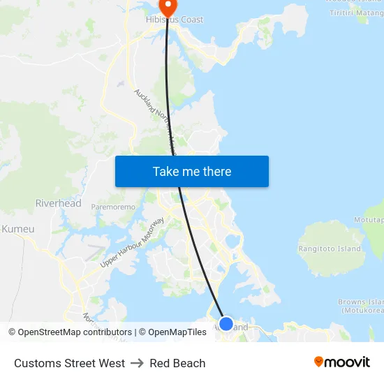 Customs Street West to Red Beach map