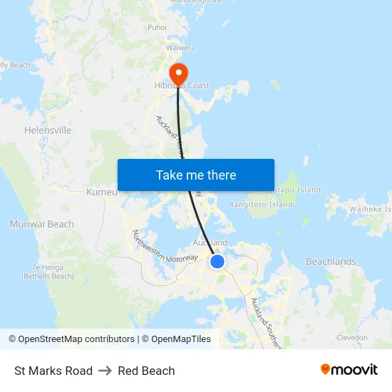 St Marks Road to Red Beach map