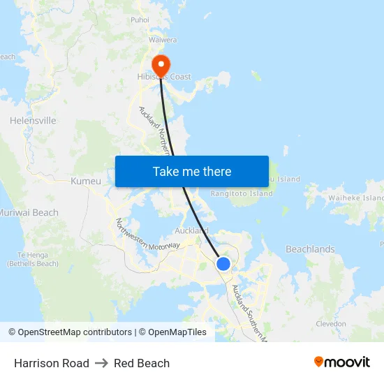 Harrison Road to Red Beach map