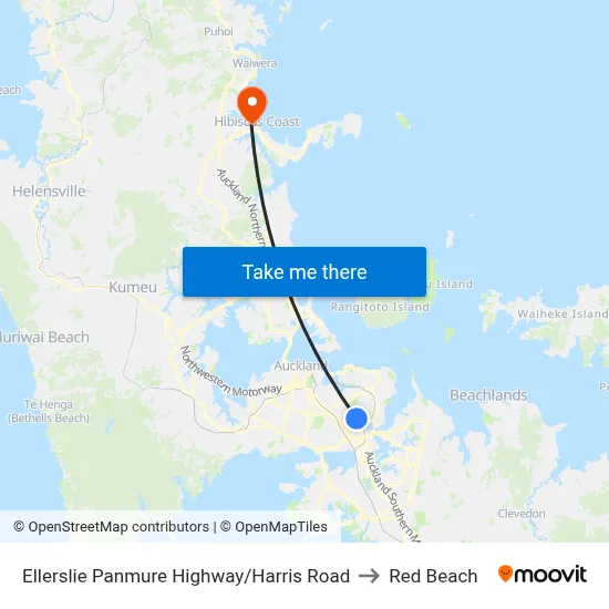 Ellerslie Panmure Highway/Harris Road to Red Beach map
