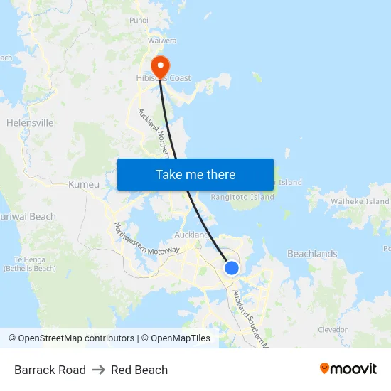 Barrack Road to Red Beach map