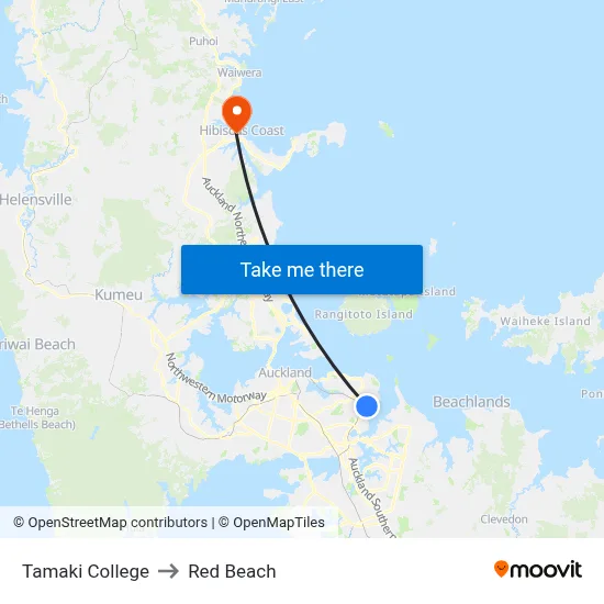 Tamaki College to Red Beach map