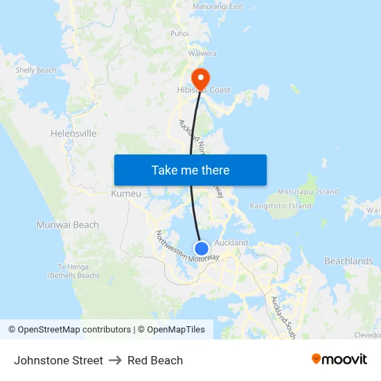 Johnstone Street to Red Beach map