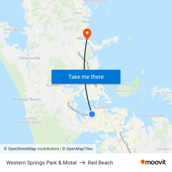 Western Springs Park & Motat to Red Beach map