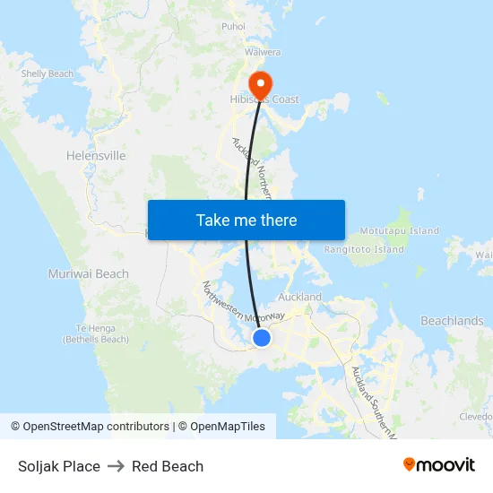 Soljak Place to Red Beach map