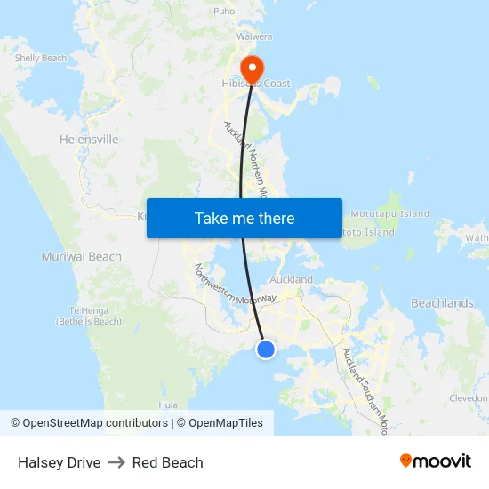 Halsey Drive to Red Beach map