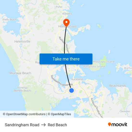 Sandringham Road to Red Beach map