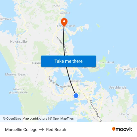 Marcellin College to Red Beach map