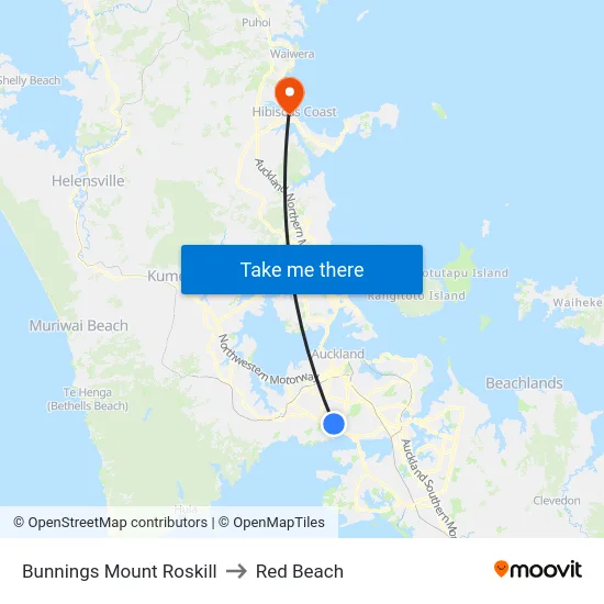 Bunnings Mount Roskill to Red Beach map