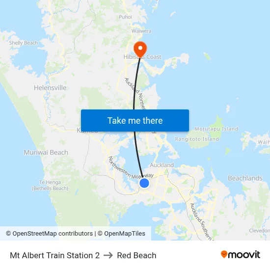 Mt Albert Train Station 2 to Red Beach map